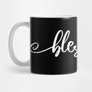 White Blessed Swash Calligraphy Mug